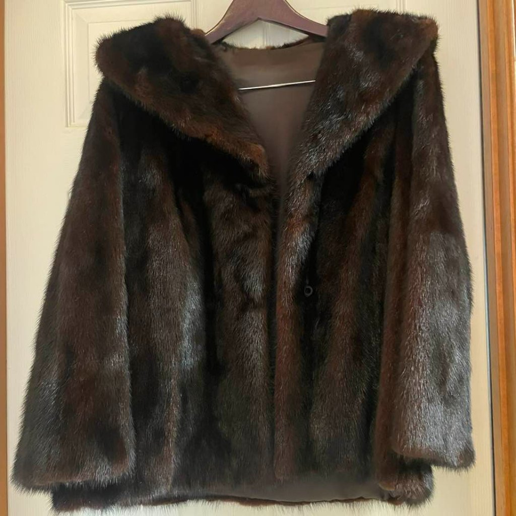Vtg 60s Genuine Chocolate Mahogany Mink Fur Evening Jacket / Coat Mint Condition
